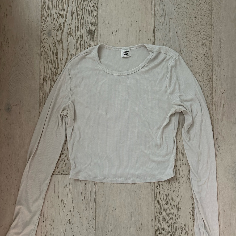 Sunday Best White Long Sleeve Crop Tee